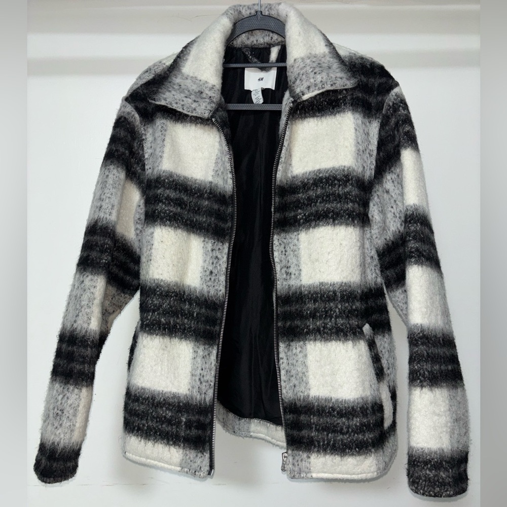 H&M Black and White Teddy Jacket